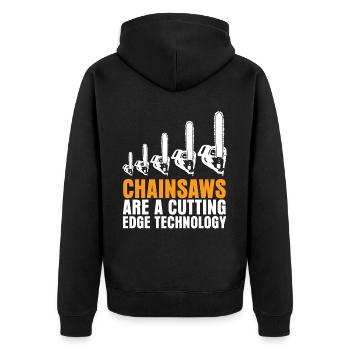 Chainsaw Lumberjack Chain Saw - Unisex Premium Organic Zip Hoodie - black - Back - Nico (187cm)
