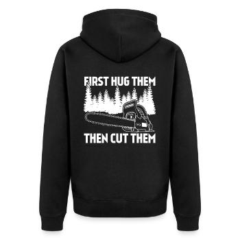 Chainsaws Chainsaw fire wood Chain Saw - Unisex Premium Organic Zip Hoodie - black - Back - Nico (187cm)