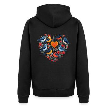 Birds Heart Shape Birdwatching Birding Birder - Unisex Premium Bio Zip Hoodie - Schwarz - Hinten - Nico (187cm)
