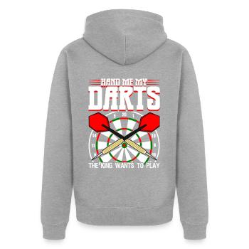 Darts Dartboard Joke Dart Player - Unisex Premium Bio Zip Hoodie - Grau meliert - Hinten - Nico (187cm)