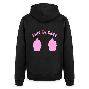 "Time To Bake" Funny Cupcakes Baker Dessert - Unisex Premium Organic Zip Hoodie - black - Back - Nico (187cm)