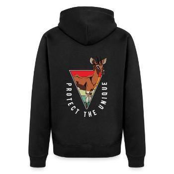 Drôle d’amant d’okapi gardien de zoo - Veste à capuche bio Premium Unisexe - noir - Dos - Nico (187cm)