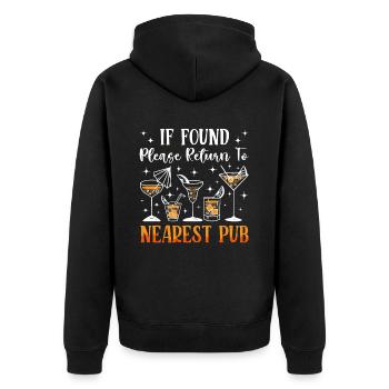 Crawled Pub Crawl Alcohol Drinking - Unisex Premium Bio Zip Hoodie - Schwarz - Hinten - Nico (187cm)