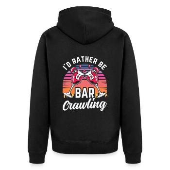 Crawled Pub Crawl Alcohol Drinking - Unisex Premium Bio Zip Hoodie - Schwarz - Hinten - Nico (187cm)