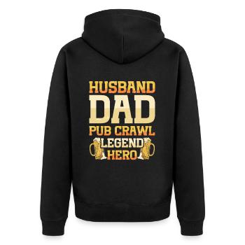 Crawled Pub Crawl Alcohol Drinking - Unisex Premium Bio Zip Hoodie - Schwarz - Hinten - Nico (187cm)
