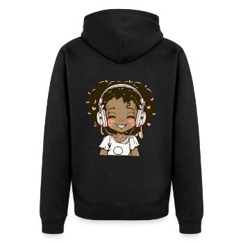 K-Pop Anime African American Kpop Music - Unisex Premium Organic Zip Hoodie - black - Back - Nico (187cm)
