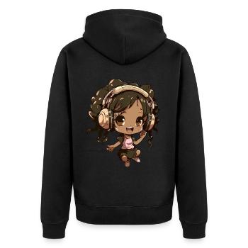K-Pop Anime African American Kpop Music - Unisex Premium Organic Zip Hoodie - black - Back - Nico (187cm)