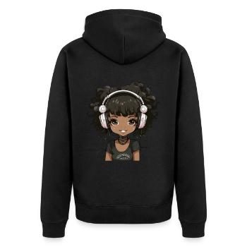 K-Pop Anime African American Kpop Music - Unisex Premium Organic Zip Hoodie - black - Back - Nico (187cm)