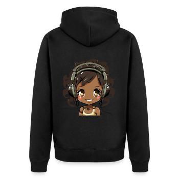 K-Pop Anime African American Kpop Music - Unisex Premium Organic Zip Hoodie - black - Back - Nico (187cm)