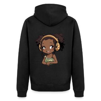 K-Pop Anime African American Kpop Music - Unisex Premium Organic Zip Hoodie - black - Back - Nico (187cm)