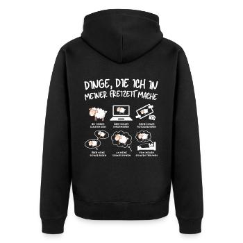 Lustiger Schaf Schafe Schäferei Schafhirte - Unisex Premium Bio Zip Hoodie - Schwarz - Hinten - Nico (187cm)