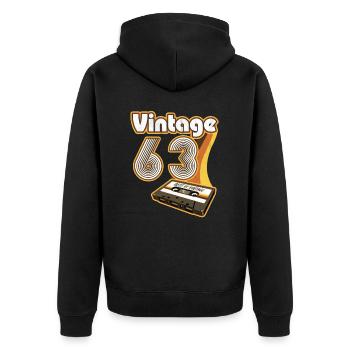 1963 Anniversaire Né En 1963 Rétro Vintage - Veste à capuche bio Premium Unisexe - noir - Dos - Nico (187cm)