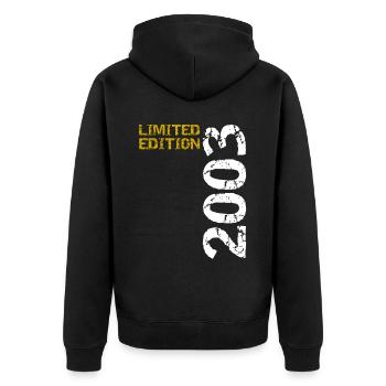 2003 Limited Edition Birthday Gift Wife Husband - Unisex Premium Organic Zip Hoodie - black - Back - Nico (187cm)