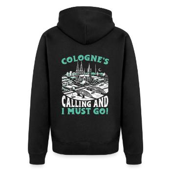 Cologne Allemagne Voyage Vacances J’aime Cologne - Veste à capuche bio Premium Unisexe - noir - Dos - Nico (187cm)