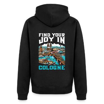 Cologne Allemagne Voyage Vacances J’aime Cologne - Veste à capuche bio Premium Unisexe - noir - Dos - Nico (187cm)
