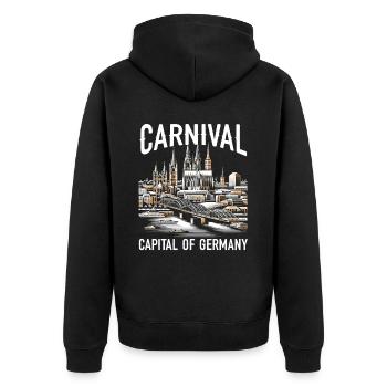 Cologne Allemagne Voyage Vacances J’aime Cologne - Veste à capuche bio Premium Unisexe - noir - Dos - Nico (187cm)