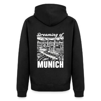 Munich Germany Travel Vacation I Love Munich - Unisex Premium Organic Zip Hoodie - black - Back - Nico (187cm)