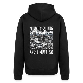 Munich Germany Travel Vacation I Love Munich - Unisex Premium Organic Zip Hoodie - black - Back - Nico (187cm)