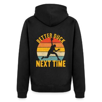 Dodgeball Dodgeball - Unisex Premium Organic Zip Hoodie - black - Back - Nico (187cm)