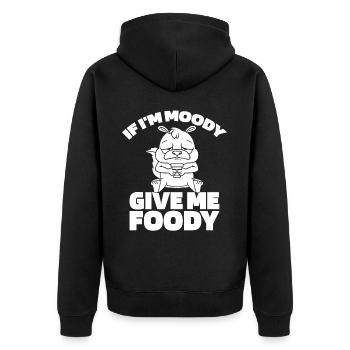 Eichhörnchen Witzig If Im Moody Give Me Foody - Unisex Premium Bio Zip Hoodie - Schwarz - Hinten - Nico (187cm)