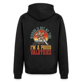 Valkyries Morning Is Not My Time I'm Norse Viking - Unisex Premium Bio Zip Hoodie - Schwarz - Hinten - Nico (187cm)