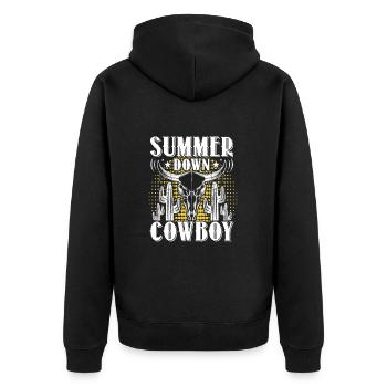Cowboy Cowboystiefel Western Geschenk - Unisex Premium Bio Zip Hoodie - Schwarz - Hinten - Nico (187cm)