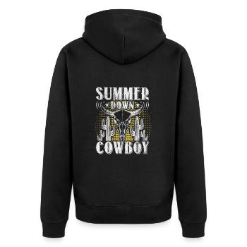 Cowboy - Unisex Premium Bio Zip Hoodie - Schwarz - Hinten - Nico (187cm)