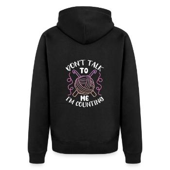 Crochet Knitting Sewing Seamstress Gift - Unisex Premium Organic Zip Hoodie - black - Back - Nico (187cm)