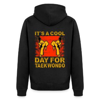 It's a cool day for Taekwondo - Unisex Premium Organic Zip Hoodie - black - Back - Nico (187cm)