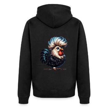 Polish Crested Chicken Polish Chicken - Unisex Premium Organic Zip Hoodie - black - Back - Nico (187cm)