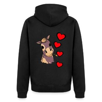 Poulain bébé cheval coeur enfant cadeau d’anniversaire - Veste à capuche bio Premium Unisexe - noir - Dos - Nico (187cm)