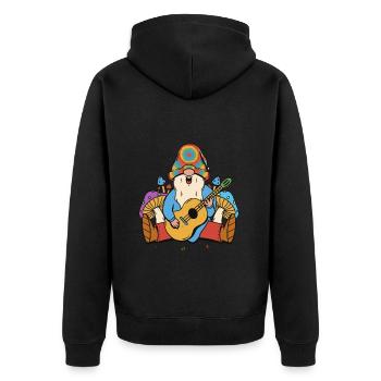 Hippie Gnome Nain Champignons Extase Guitare Musique - Veste à capuche bio Premium Unisexe - noir - Dos - Nico (187cm)