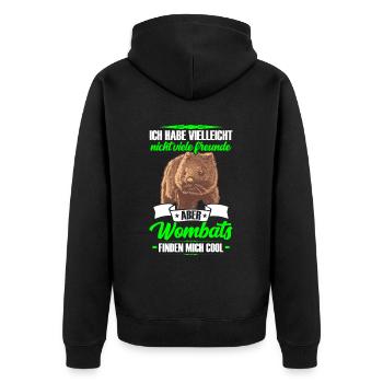 Wombat ist mein Freund Beuteltier Wombat - Unisex Premium Bio Zip Hoodie - Schwarz - Hinten - Nico (187cm)
