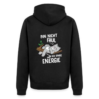 Je ne suis pas paresseux, j’économise de l’énergie, chat - Veste à capuche bio Premium Unisexe - noir - Dos - Nico (187cm)