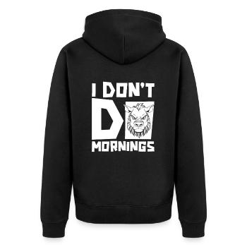 Zebra Funny I Don't Do Mornings - Unisex Premium Organic Zip Hoodie - black - Back - Nico (187cm)