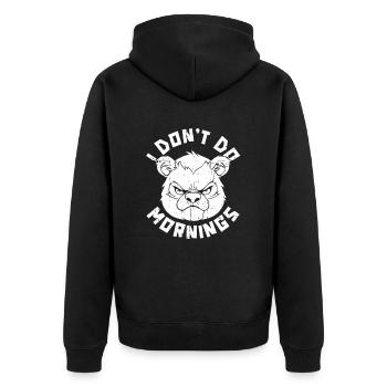Großer Panda Pandabär Lustig I Dont Do Mornings - Unisex Premium Bio Zip Hoodie - Schwarz - Hinten - Nico (187cm)