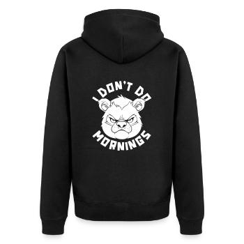 Großer Panda Pandabär Lustig I Dont Do Mornings - Unisex Premium Bio Zip Hoodie - Schwarz - Hinten - Nico (187cm)