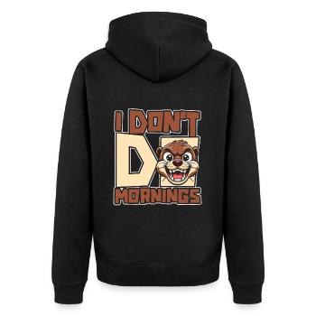 Otter Funny I Don't Do Mornings - Unisex Premium Organic Zip Hoodie - black - Back - Nico (187cm)