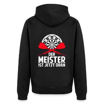 Lustige Darts und Dart Geschenke für Dartspieler - Unisex Premium Bio Zip Hoodie - Schwarz - Hinten - Nico (187cm)