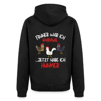I USED TO BE NORMAL, NOW I HAVE CHICKENS - Unisex Premium Organic Zip Hoodie - black - Back - Nico (187cm)