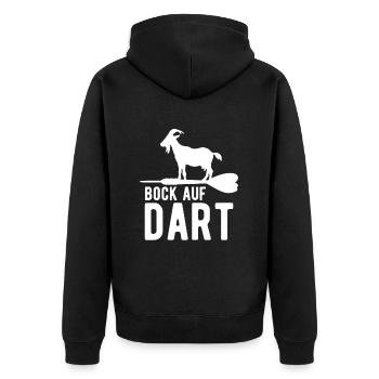 Lustige Darts und Dart Geschenke für Dartspieler - Unisex Premium Bio Zip Hoodie - Schwarz - Hinten - Nico (187cm)