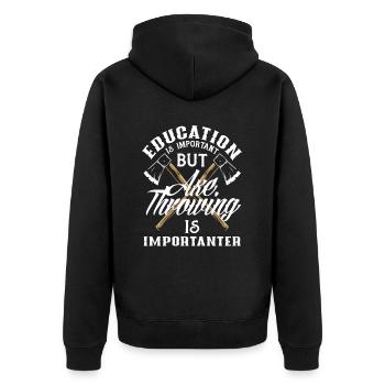 Axtwurf Axt Werfen Bildung Lustiger Spruch - Unisex Premium Bio Zip Hoodie - Schwarz - Hinten - Nico (187cm)