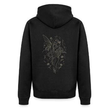 Fee Fairycore Rose Feenflügel Naturecore - Unisex Premium Bio Zip Hoodie - Schwarz - Hinten - Nico (187cm)