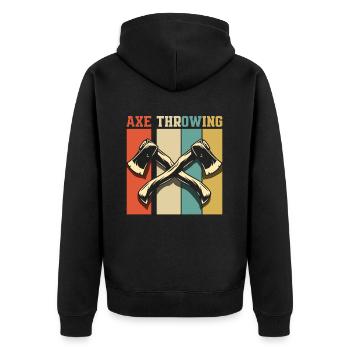 Axtwurf Axt Werfen Sport Hobby Geschenk - Unisex Premium Bio Zip Hoodie - Schwarz - Hinten - Nico (187cm)