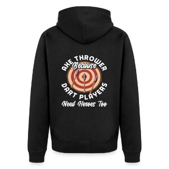 Axe Throwing Axe Throwing Sports Passion - Unisex Premium Organic Zip Hoodie - black - Back - Nico (187cm)