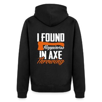 Axtwurf Axt Werfen Glück Leidenschaft - Unisex Premium Bio Zip Hoodie - Schwarz - Hinten - Nico (187cm)