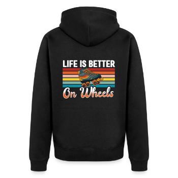 Roller Skates Funny 80s Roller Disco Skating - Unisex Premium Organic Zip Hoodie - black - Back - Nico (187cm)