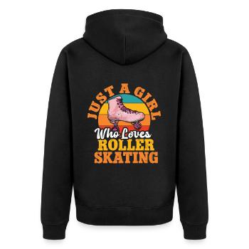 Roller Skates Funny 80s Roller Disco Skating - Unisex Premium Organic Zip Hoodie - black - Back - Nico (187cm)