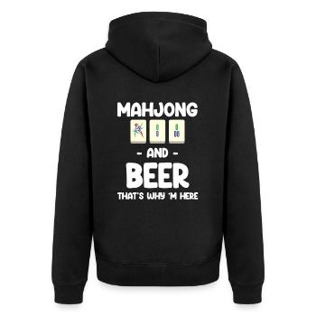 Mahjong and beer, that's why I'm here - Unisex Premium Organic Zip Hoodie - black - Back - Nico (187cm)