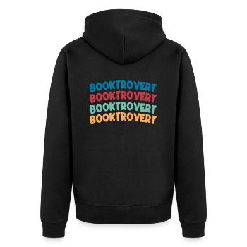 Bookverted Book Lover Bookworm - Unisex Premium Organic Zip Hoodie - black - Back - Nico (187cm)